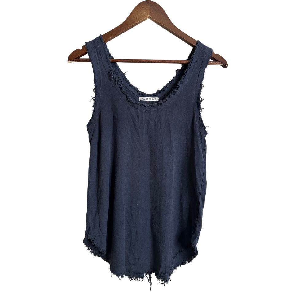 Black Crane Center Seam Tank Gray 100% Raw Silk Japanese Minimalism Womans XS